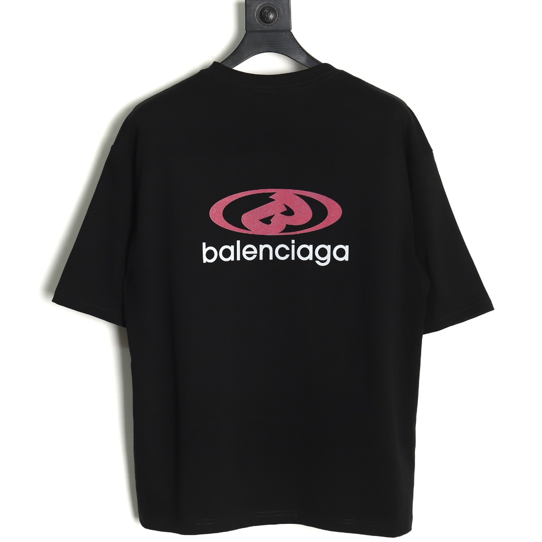 Balenciaga Letter Printed Short Sleeve Black - Image 2