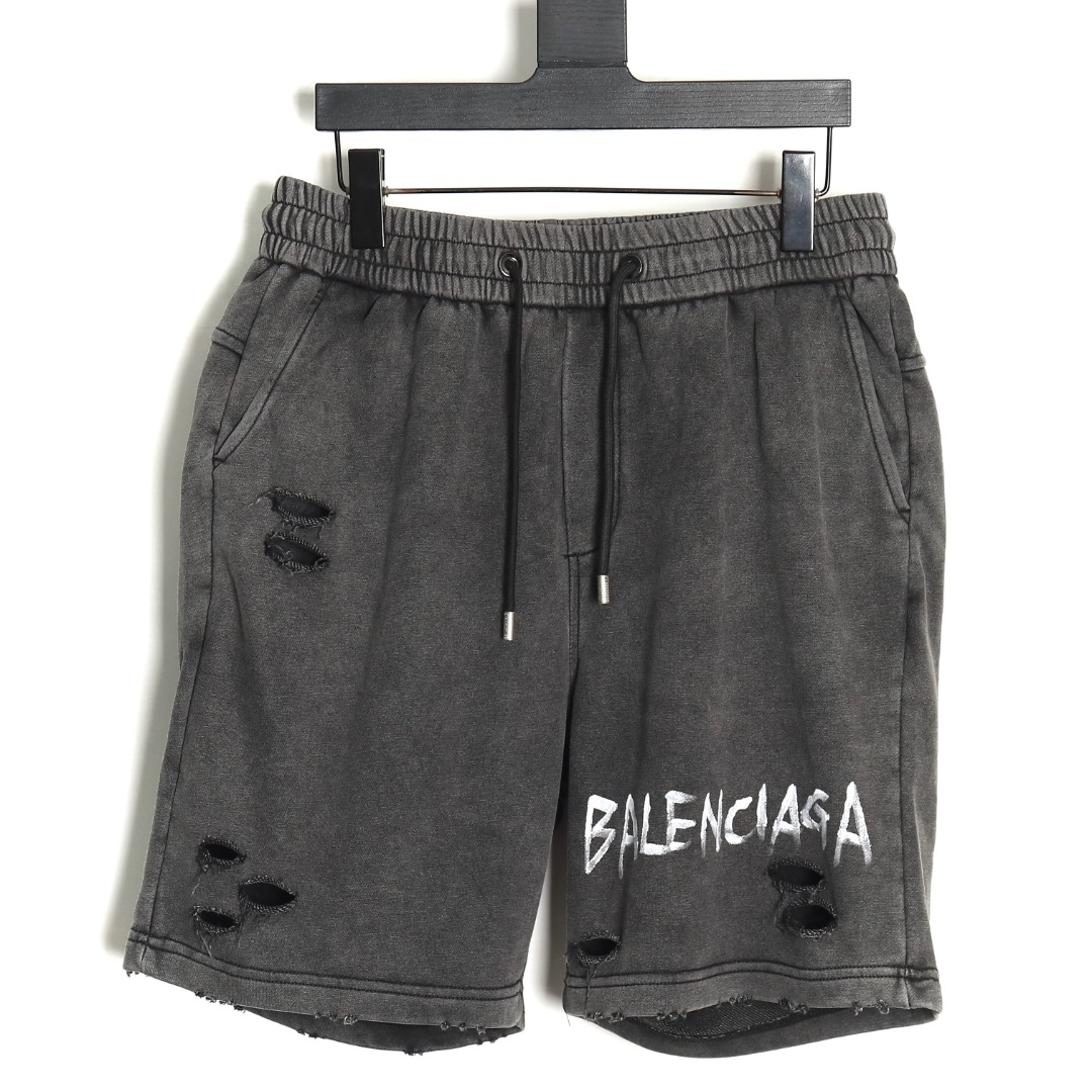 Balenciaga hand painted destruction shorts