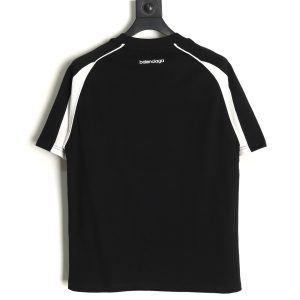 Alternative view of Balanciaga Logo Embroidery Splicing Short Sleeve T-shirt Black
