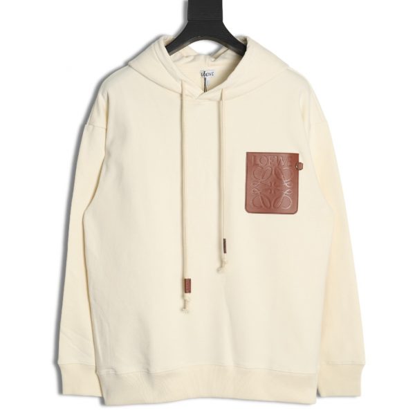 Loewe Hooded Sweatshirt With Leather Pocket With Embossed Logo On The Chest