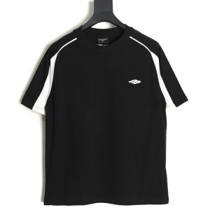 Balanciaga Logo Embroidery Splicing Short Sleeve T-shirt Black