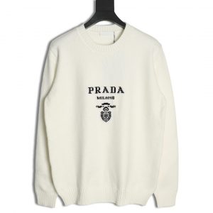 Prada White Sweater With Large Logo