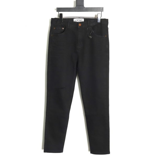 Loewe Jeans With Flame Embroidered Logo On The Back Black