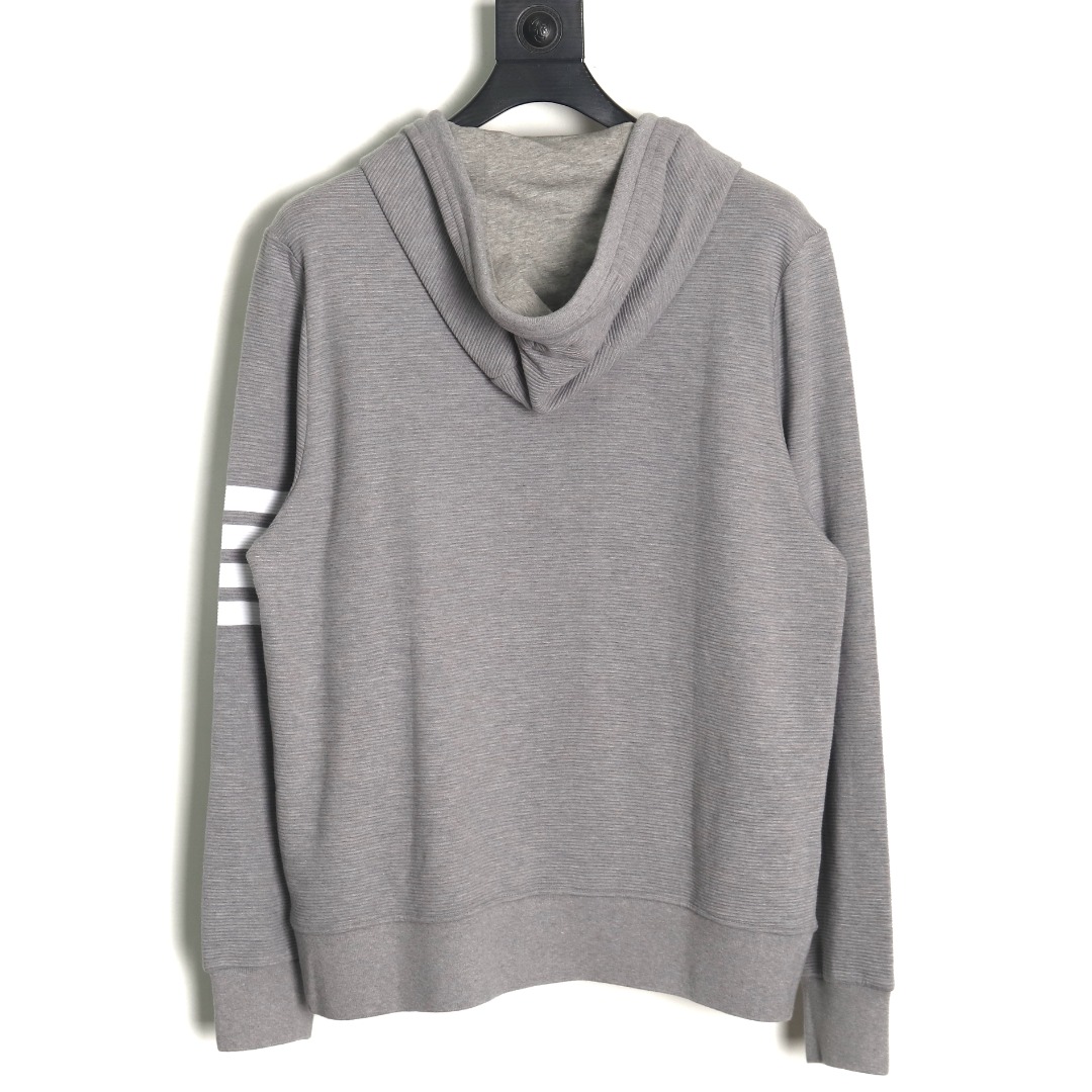 Thom Browne Gray Jacket With Waffle Zipper And Waves - Image 2