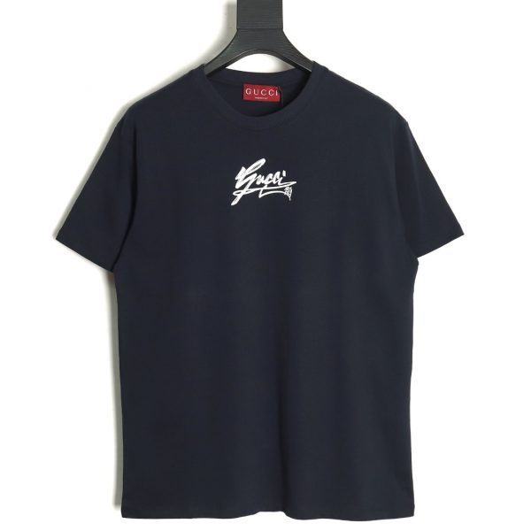 Gucci Letter Embroidered On The Chest Short Sleeves Black