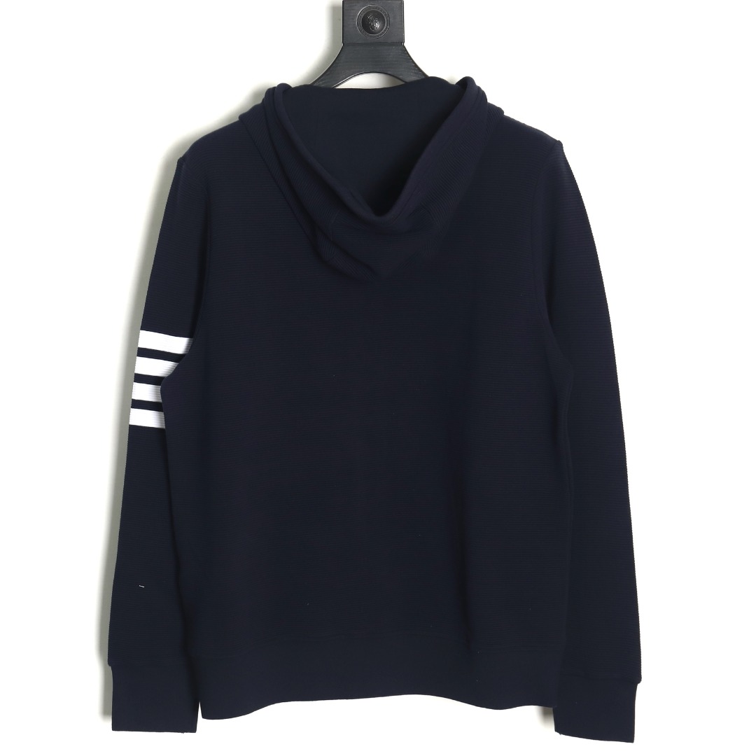 Thom Browne Black Wavy Waffle Zip Jacket - Image 2