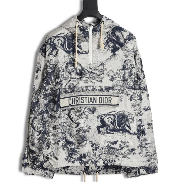 Dior Half-zip Jacket With Antique Flower Print