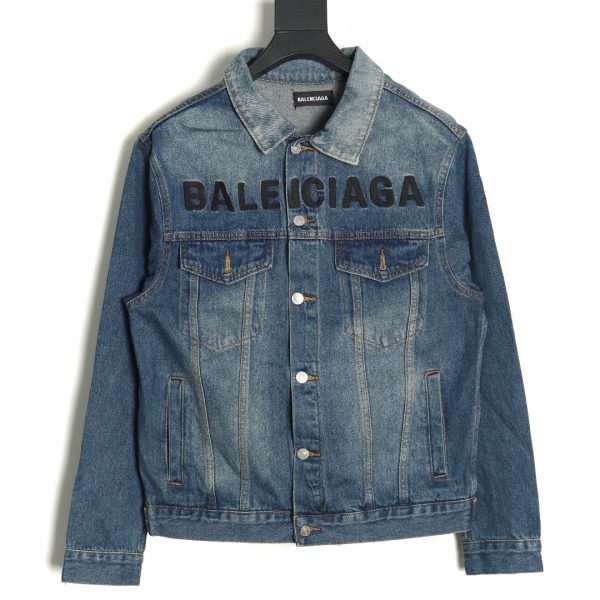 Balenciaga Classic Denim Jacket with Black Back Letters