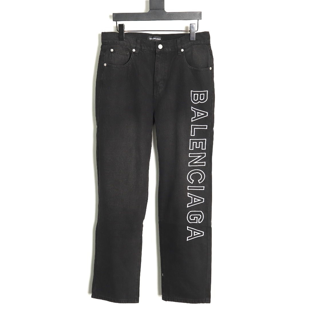 Balenciaga Single-breasted Jeans With Letter Embroidery