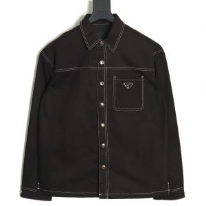 Prada Denim Jacket White Line Brand Triangle