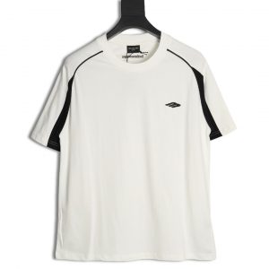 Balanciaga Logo Embroidery Splicing Short Sleeve T-shirt White