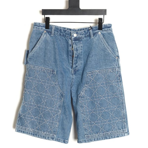 Dior Rattan Check Denim Shorts