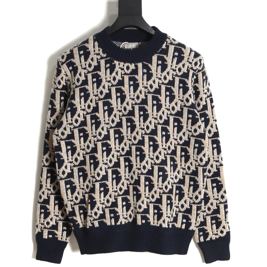 Dior New All-over Print Crew Neck Sweater