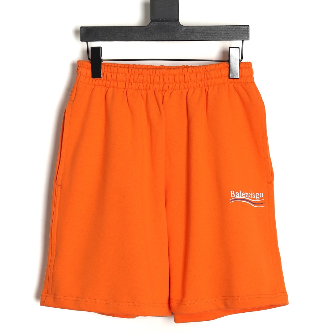 Balenciaga Basic Orange Embroidered Shorts