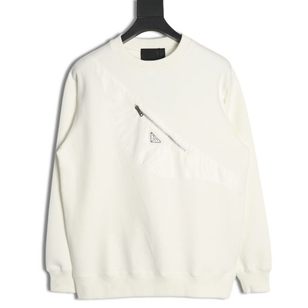 Prada Backpack Crew Neck Sweatshirt White