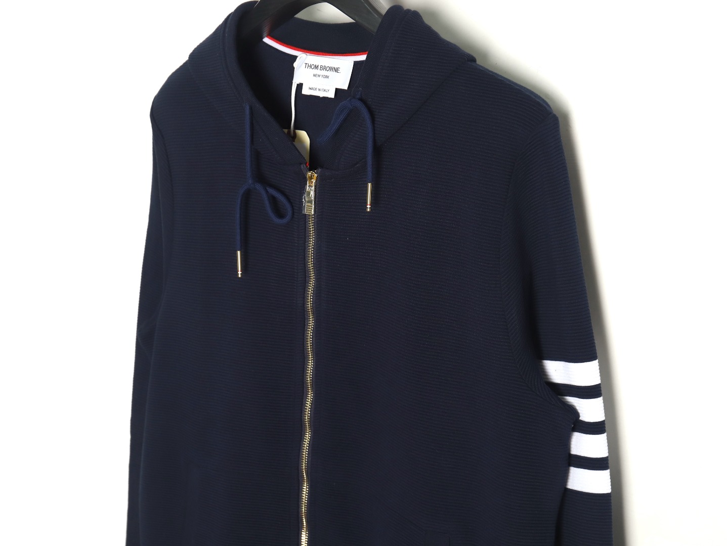 Thom Browne Black Wavy Waffle Zip Jacket - Image 3