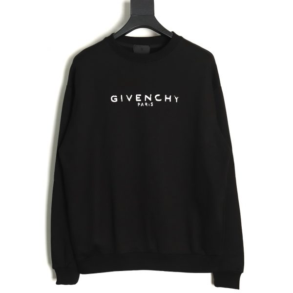 Givenchy Damaged Letter Crew Neck Sweatshirt Black