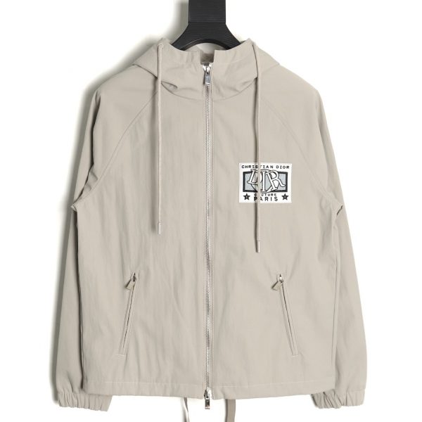 Dior Hooded Windbreaker Jacket With Embroidered Letters