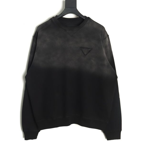 Prada Gradient Washed Triangle Logo Crew Neck Sweatshirt