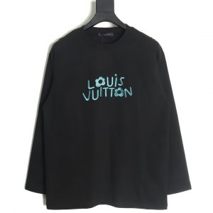 Louis Vuitton Black Small  Blue Flower Logo