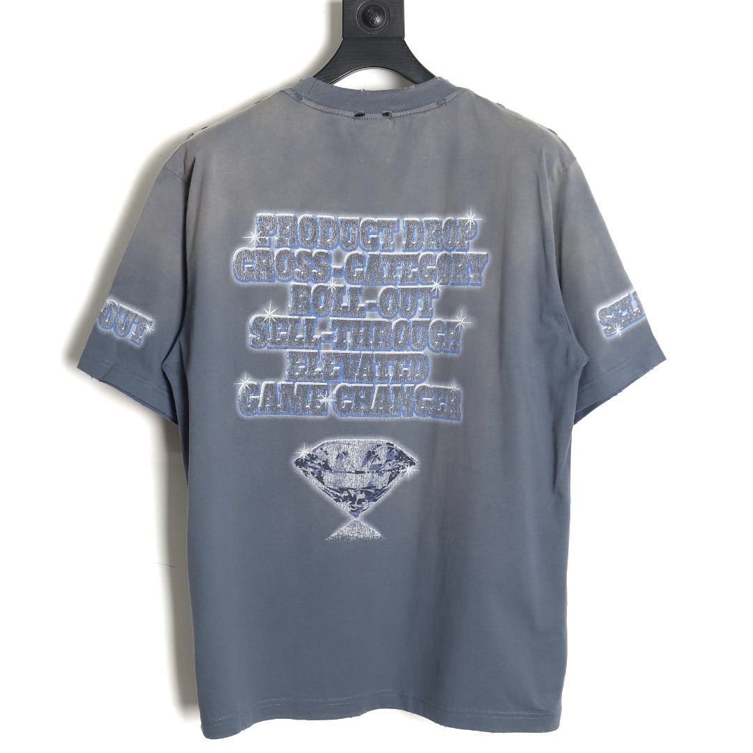 Balenciaga Diamond Letter Print Short Sleeve T-Shirt - Image 2