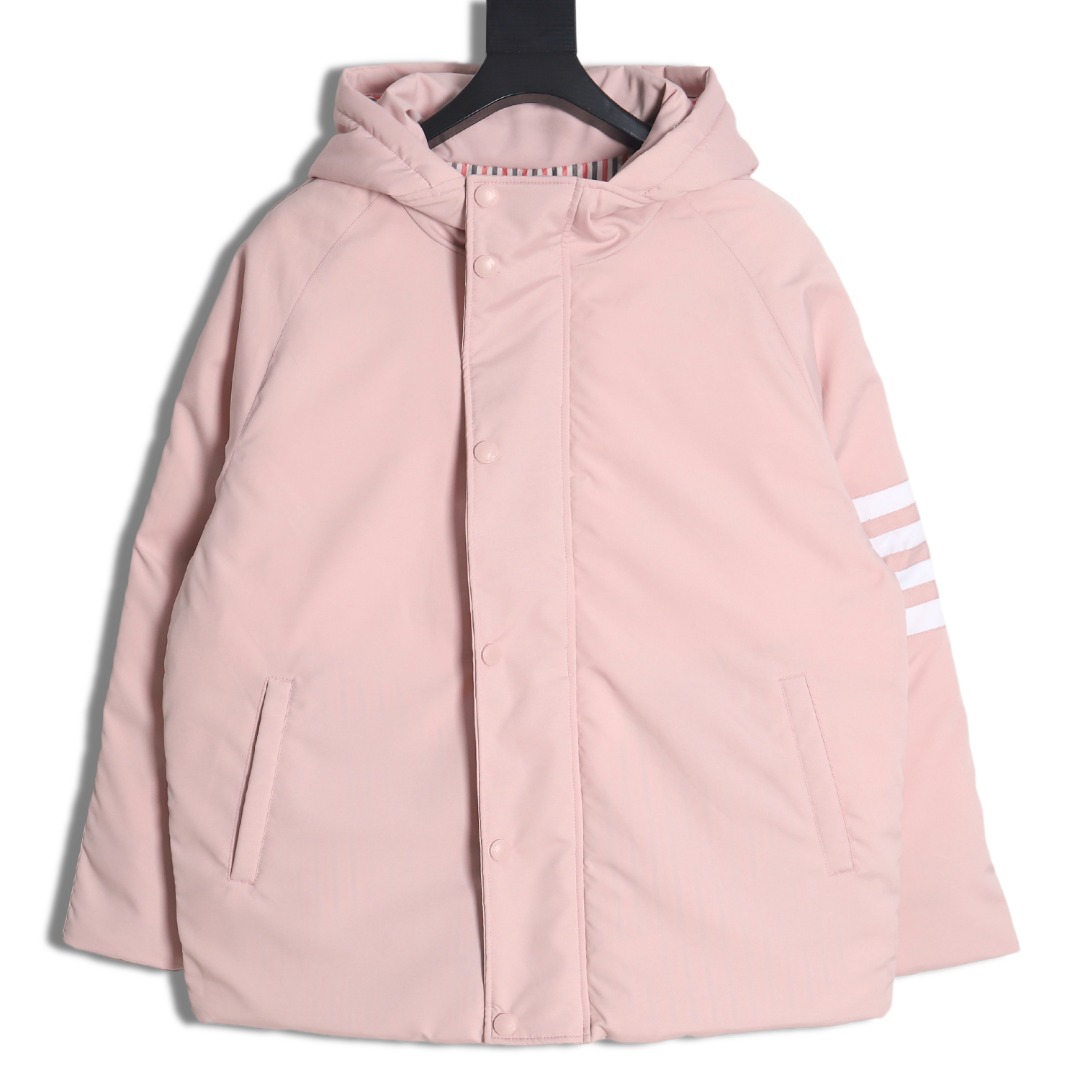 Thom Browne Classic Four Bar Parka Coat pink
