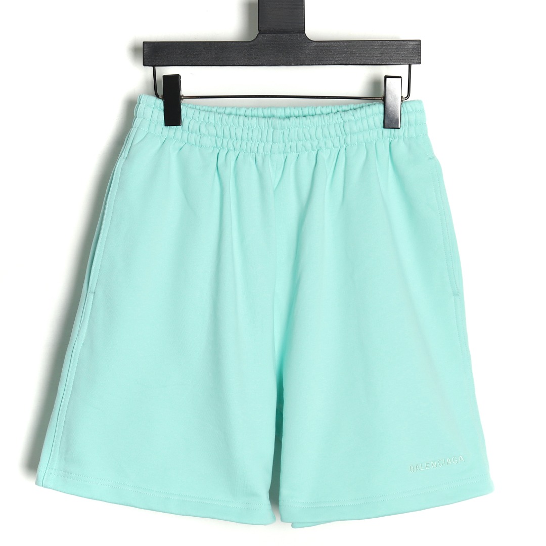 Balenciaga Water Green Basic Embroidered Shorts