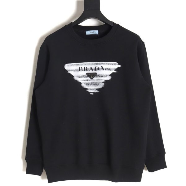 Prada Sweatshirt With Ghost Triangle Logo Print in Black