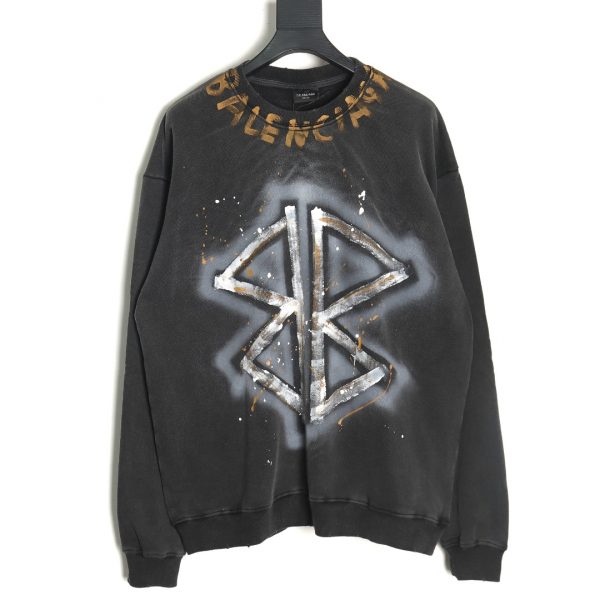 Balenciaga Crewneck Sweatshirt With Hand-painted Lettering