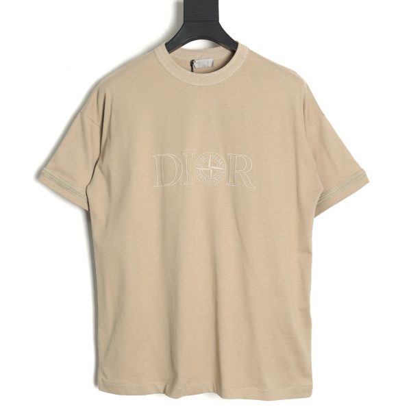 Dior Stone Island Logo Set With Embroidery On Beige Sleeve