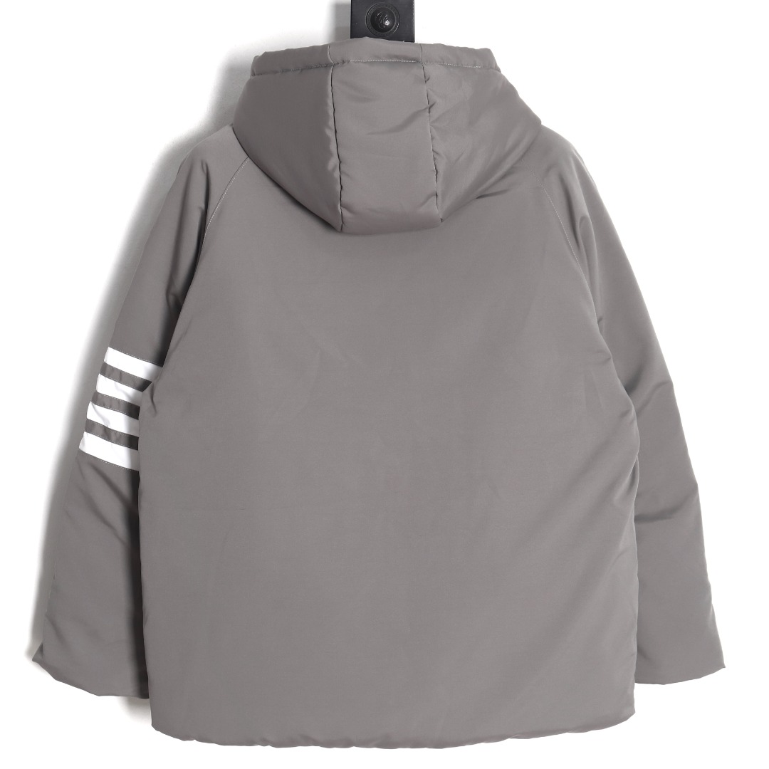 Thom Browne Classic Four Bar Parka Coat Gray - Image 2