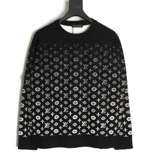 Louis Vuitton Antique Flower All-Over Print Starry Sky Gradient Wool Knitted Sweater Black