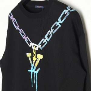 Alternative view of Louis Vuitton Gradient Necklace Pendant Print Crew Neck Black Sweatshirt