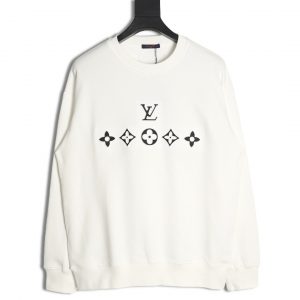 Louis Vuitton Crew Neck Sweatshirt with Embossed Antique Flower Print White