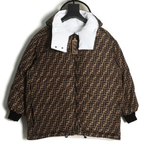 Fendi Double-sided Down Jacket with Antique Flowers and Classic F