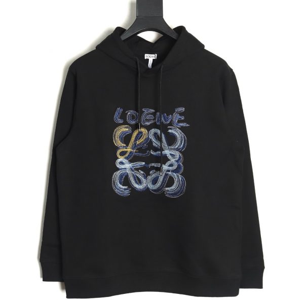 Loewe Line Embroidered Logo Hoodie In Black