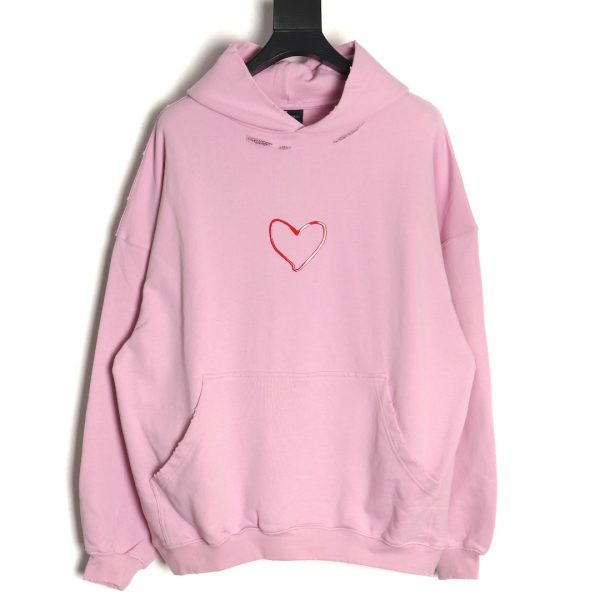 Balenciaga Valentine's Day Limited Edition Heart Hoodie Pink
