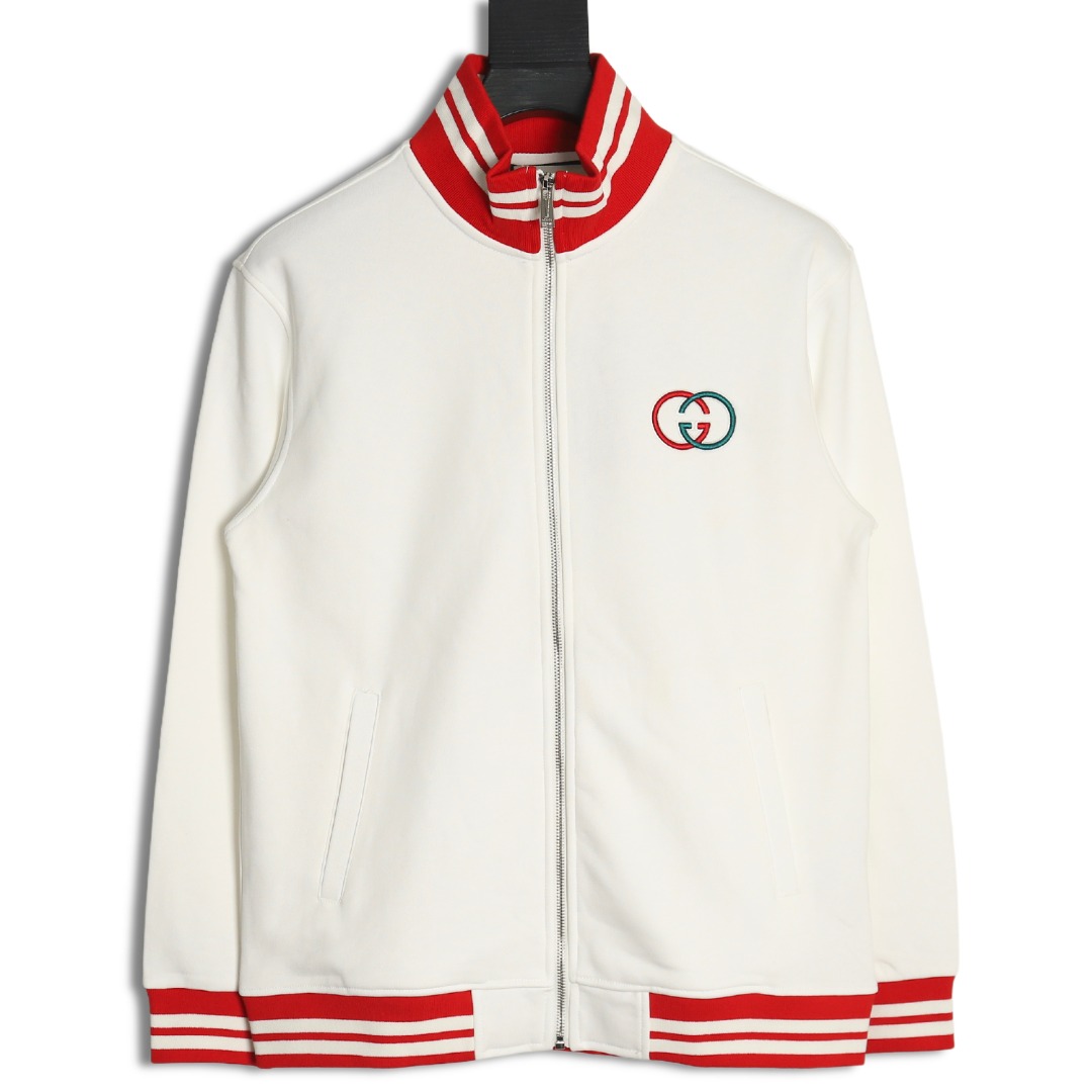 Gucci White Double G Embroidered Chest Jacket