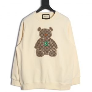 Gucci Crew Neck Sweatshirt with Bear Embroidery on Chest