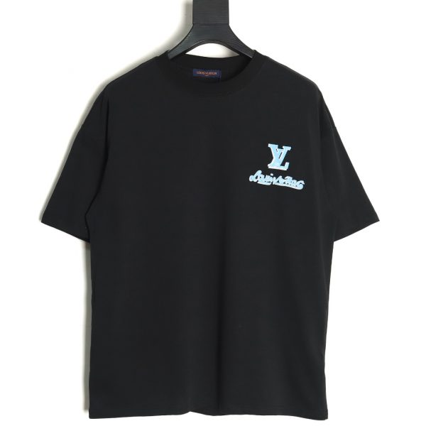 Louis Vuitton Short Sleeve T-shirt With Graffiti Logo On The Back Black