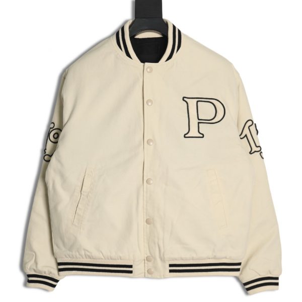 Prada Baseball Jacket With P Letter Patch On Chest