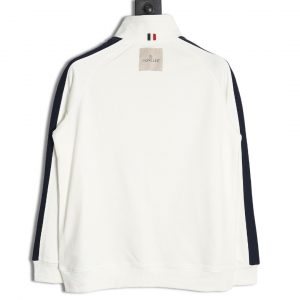 Alternative view of Moncler Striped Zip Up Jacket with Side Seams White