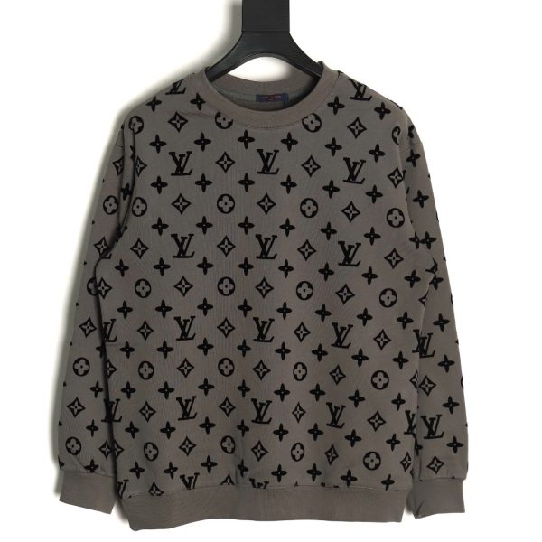 Louis Vuitton All-over Print Antique Flower Print Crewneck Sweatshirt Grey