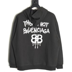 Alternative view of Balenciaga Paris Family Logo Letter Print Hoodie with Graffiti Parody in Black