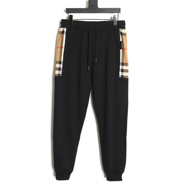 Burberry Black cotton trousers with side seams and classic checks