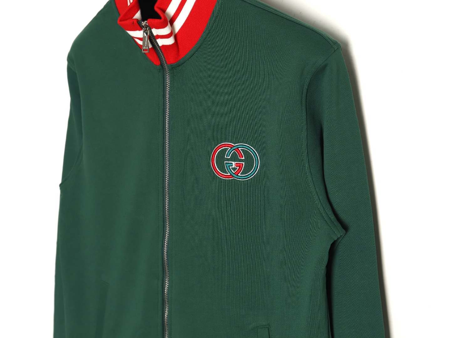 Gucci Green Double G Embroidered Chest Jacket - Image 3
