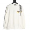 Fendi Crewneck Sweatshirt with Chain Print on Shoulder and Embroidered Graffiti Logo