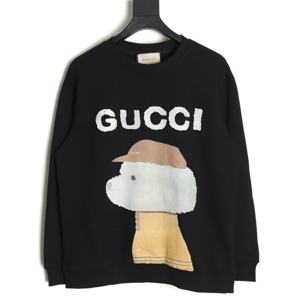 Gucci Funny Cartoon Series Printed Crewneck Sweatshirt Black
