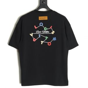Alternative view of Louis Vuitton Short-sleeved T-shirt With Coloured Geometric Letter Print On The Back And Three Flowers