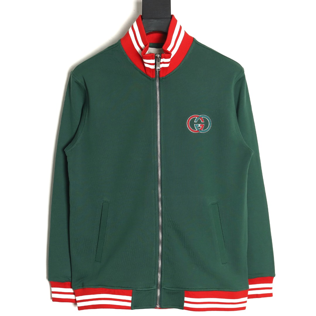 Gucci Green Double G Embroidered Chest Jacket